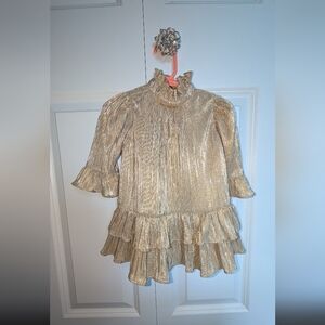 Janie & Jack Gold Metallic Ruffle Dress